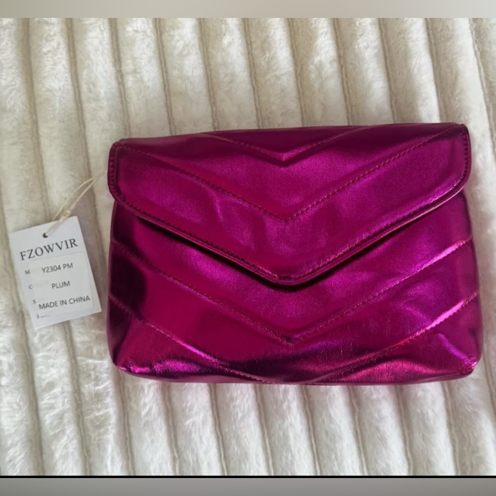 Plum Clutch/Wristlet with Shoulder Strap
